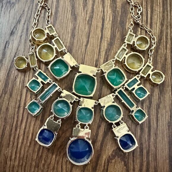 Kate Spade Cause A Stir blue green and yellow statement necklace - Picture 4 of 5